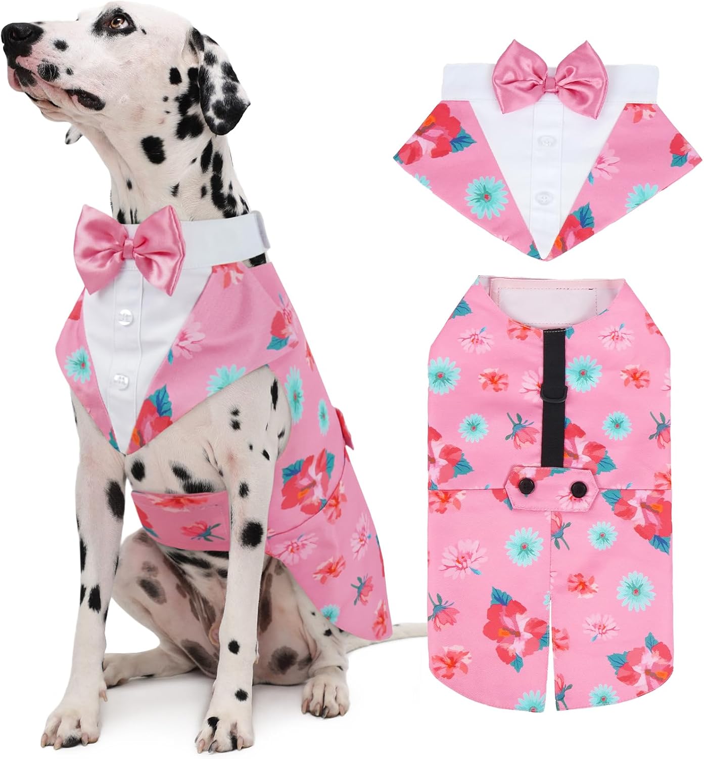Kuoser authentic American flag patterned pet apparel set flat lay view