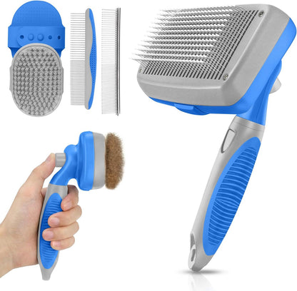 AUSRKI home pet grooming kit blue color accessories laid out