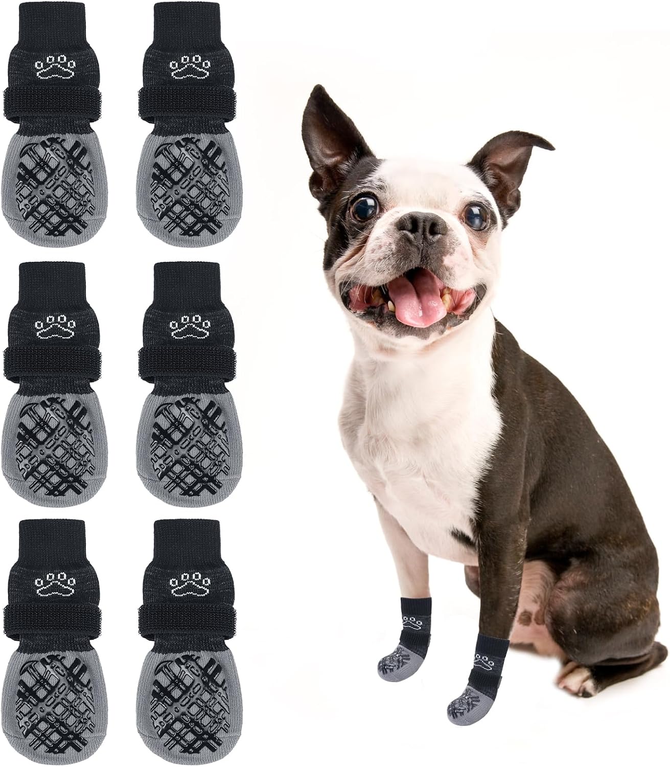 BEAUTYZOO Non Slip Dog Socks to Prevent Licking Paws, Dog Shoes Booties for Hardwood Floors Anti Slip-Thick Grip Works Even When Twisted-Paw Protector for Cold Pavement Small Medium Large Senior Dogs - Image 15