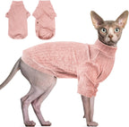 Idepet Sphynx hairless cat sweater pink turtleneck pullover front view