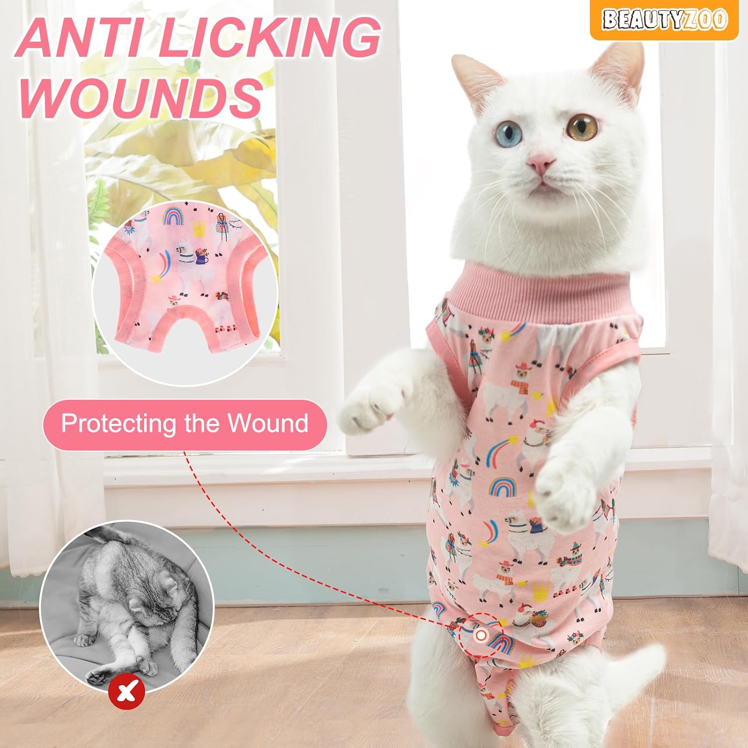 Soft breathable kitten body suit anti lick abdominal wound protection