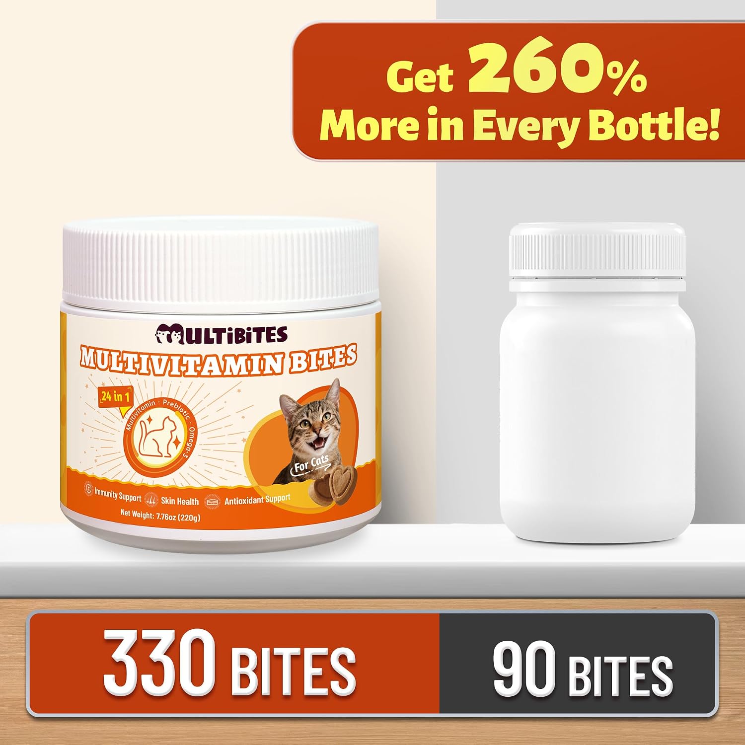 Multibites indoor cat daily vitamin bites featuring glucosamine for feline mobility comfort