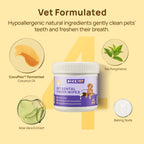 Pet owner using Hicc Pet wipe on dog teeth