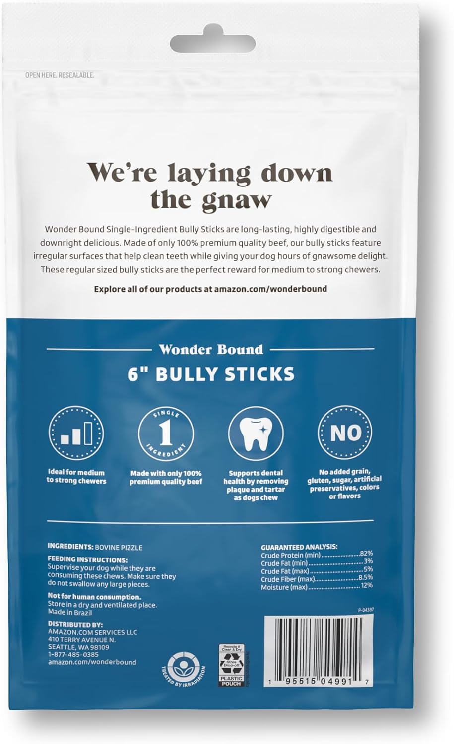 Six inch all natural beef bully sticks for dogs