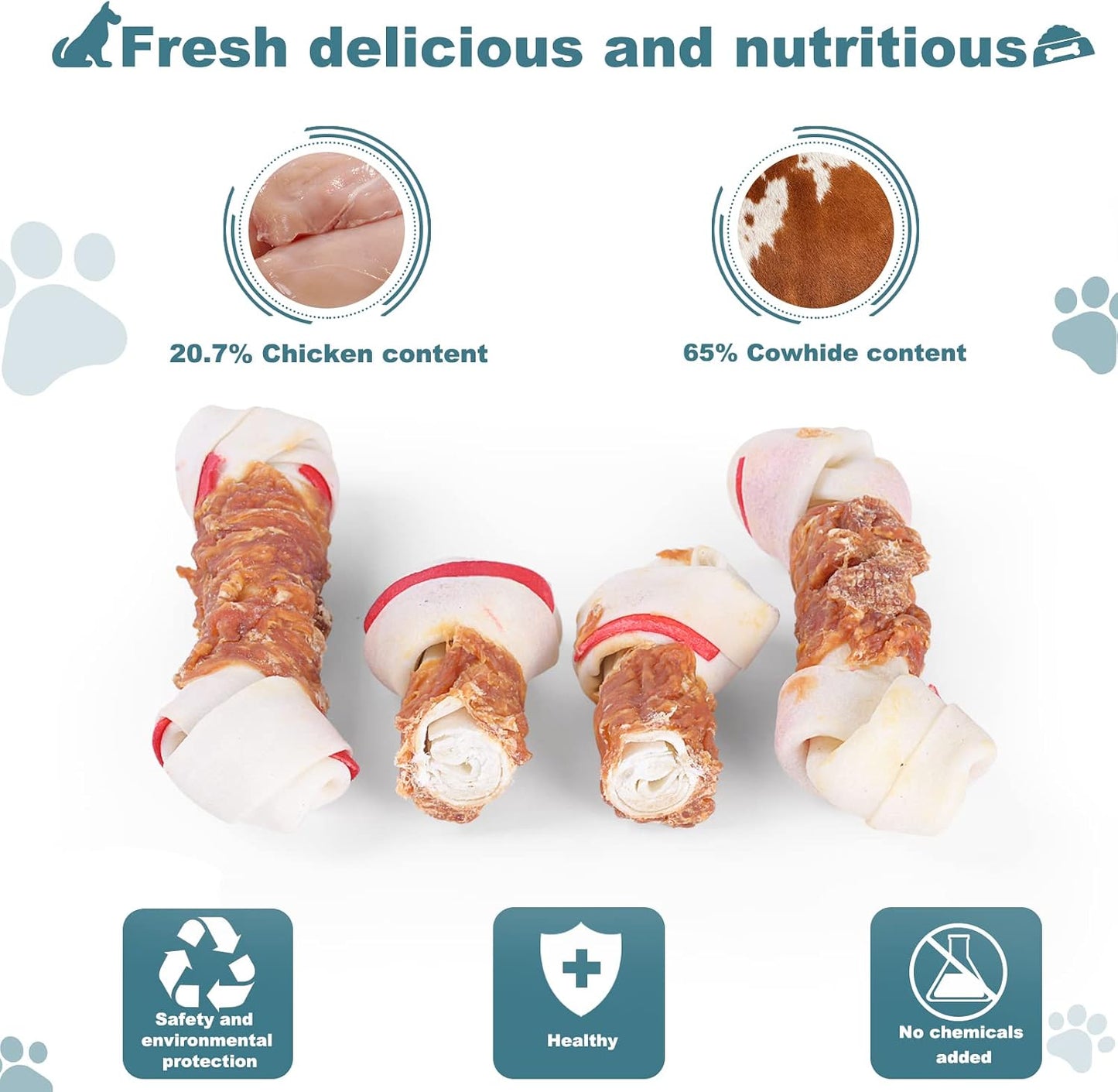 High protein chicken wrapped rawhide bones for medium dogs