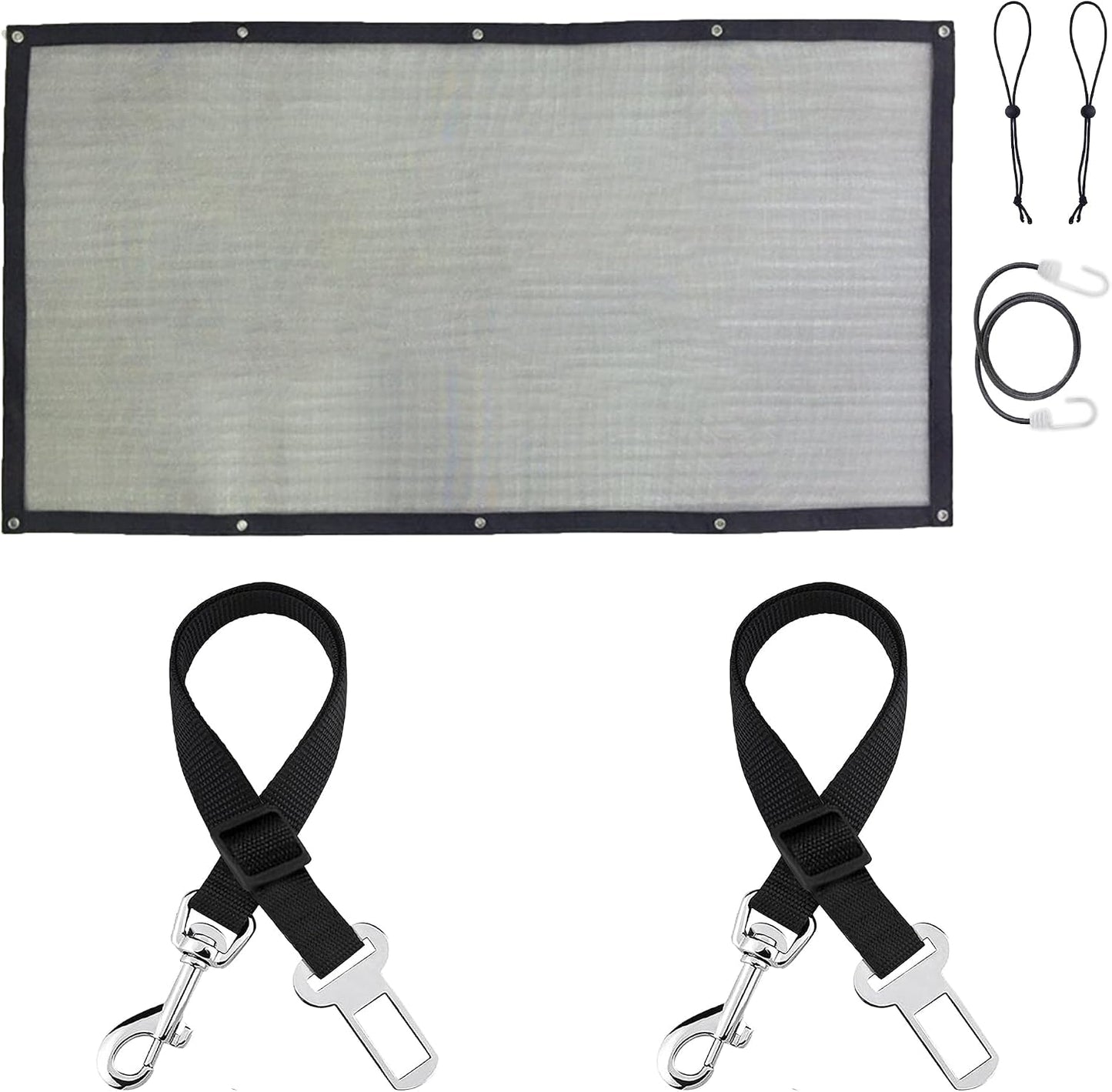SunGrow Elastic Nylon Dog Seat Belt, 24" - 36", Adjustable Black Harness, Elastic Tether with Metal Buckles, 2 Pcs per Pack - Image 9