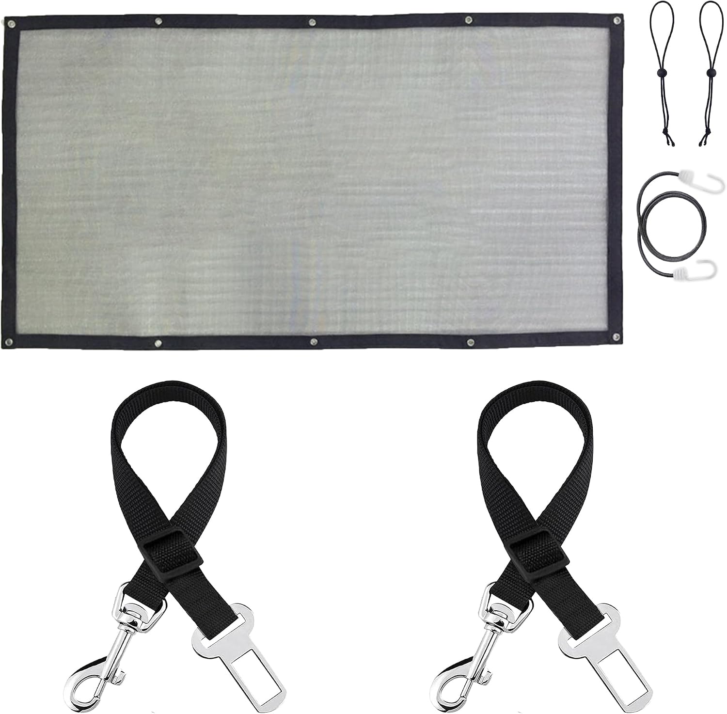 SunGrow Elastic Nylon Dog Seat Belt, 24" - 36", Adjustable Black Harness, Elastic Tether with Metal Buckles, 2 Pcs per Pack - Image 9