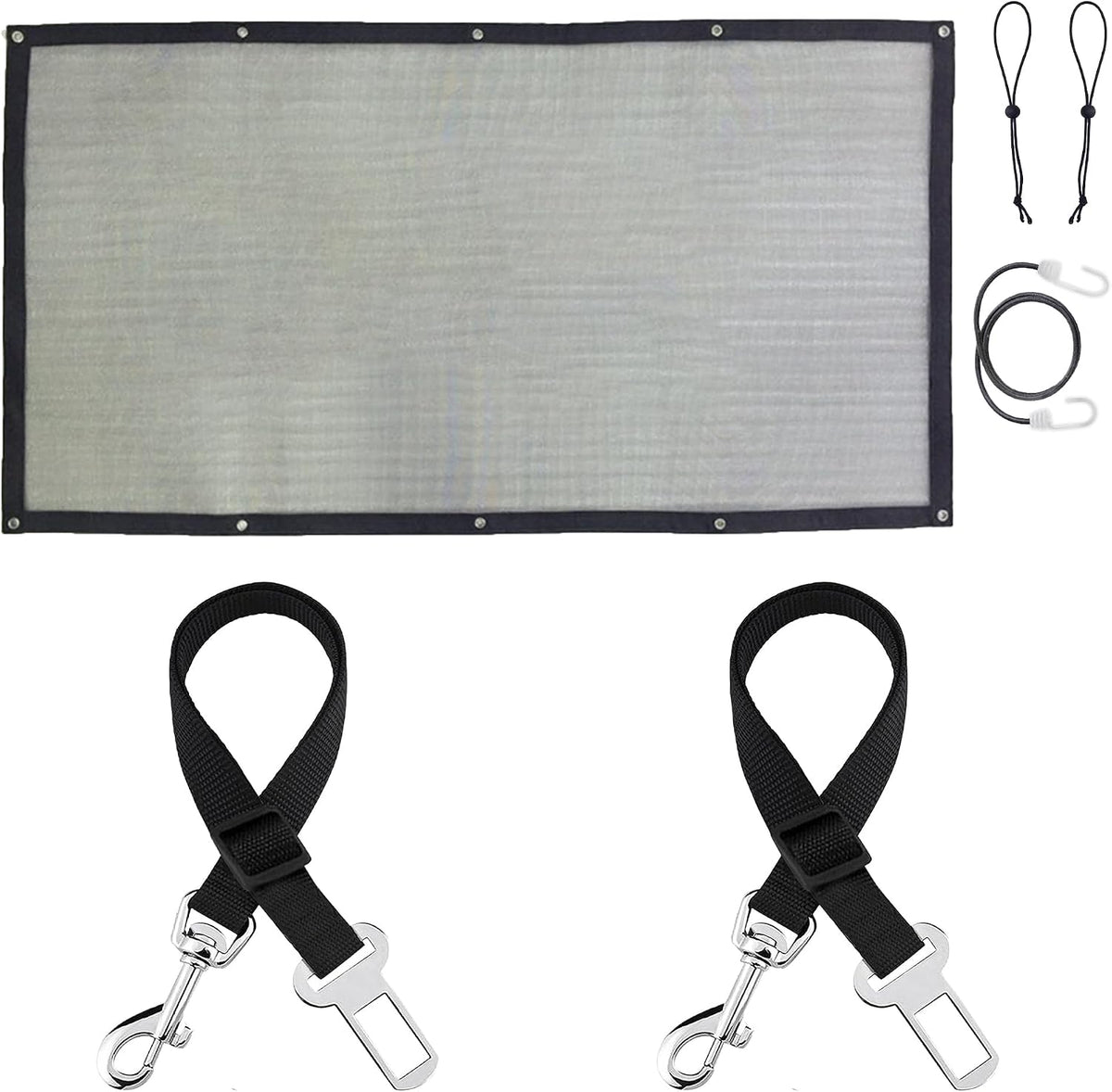 SunGrow Elastic Nylon Dog Seat Belt, 24" - 36", Adjustable Black Harness, Elastic Tether with Metal Buckles, 2 Pcs per Pack - Image 9