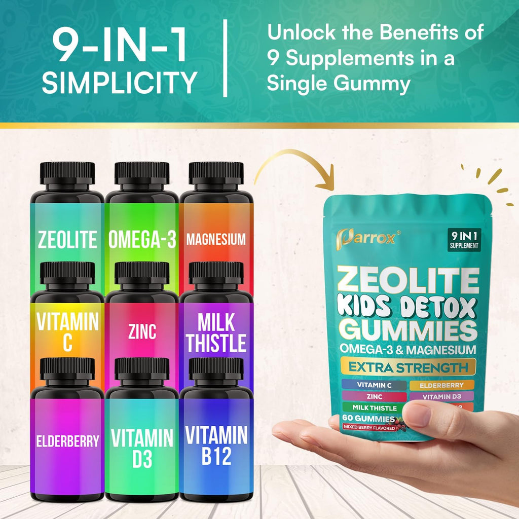 Parrox zeolite gummies open jar showing soft chews