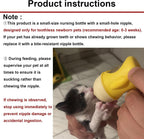 Compact yellow puppy nursing bottle held in hand to illustrate small scale