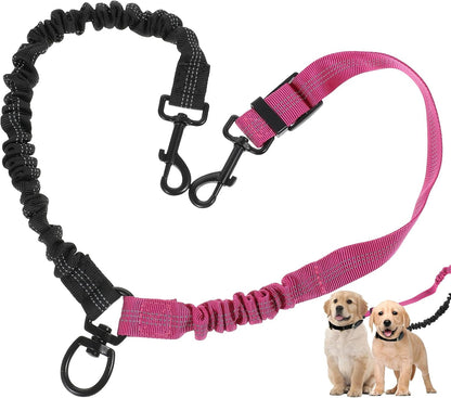 Molain Double Dog Leash Coupler front view showing the 360 degree swivel attachment and dual black straps.