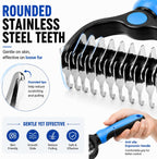 Baktas dual-sided deshedding comb used on dog fur