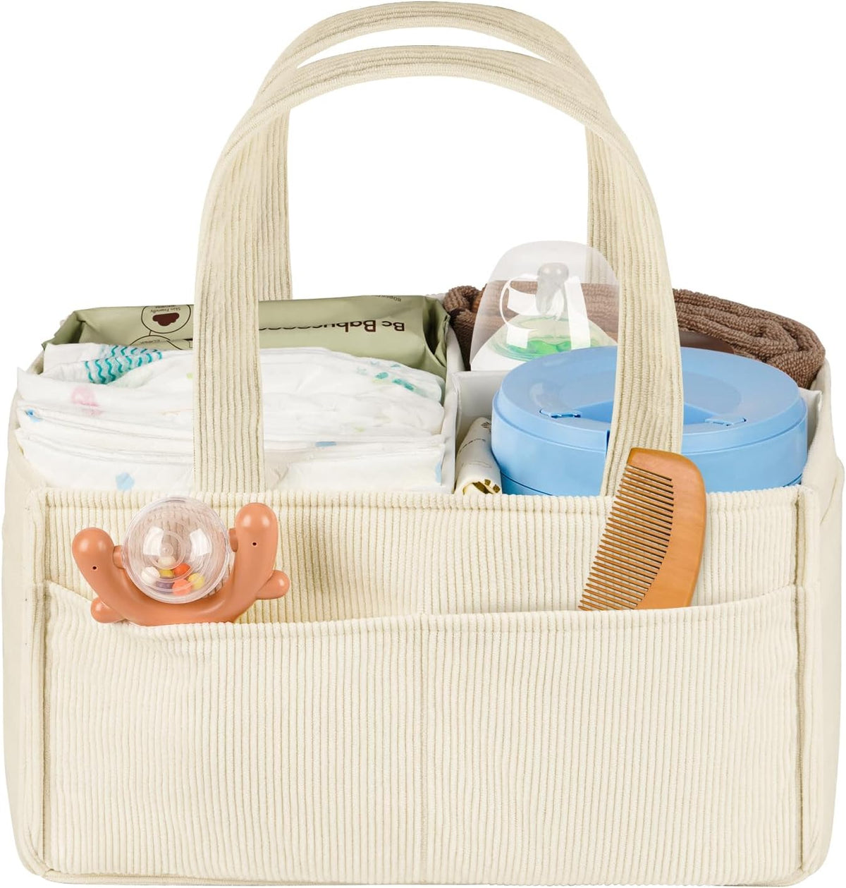 Jolensoy baby diaper caddy organizer front view in beige