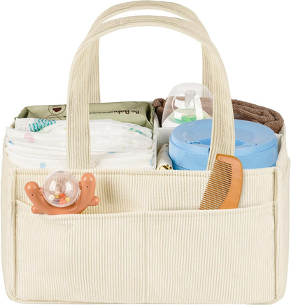 Jolensoy baby diaper caddy organizer front view in beige
