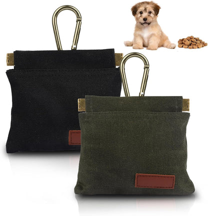 PEASUG dog treat pouches set of two in black and green front view