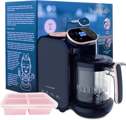 BrushinBella 5 in 1 baby food maker front view with touch screen interface