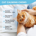 Premium feline calming chewable tablets with valerian root and organic chamomile close up