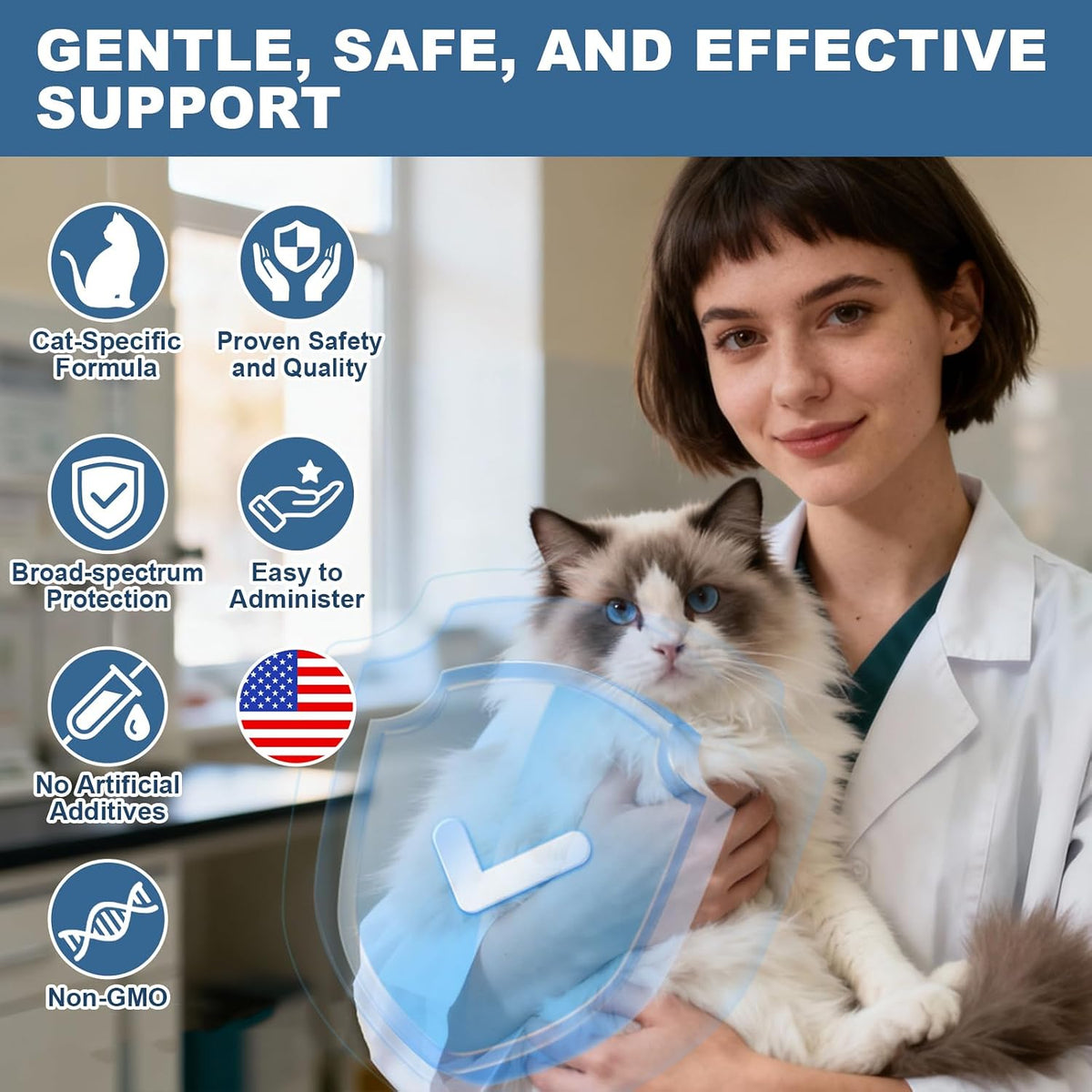 Premium USA sourced cat gut health cleanser ingredients label