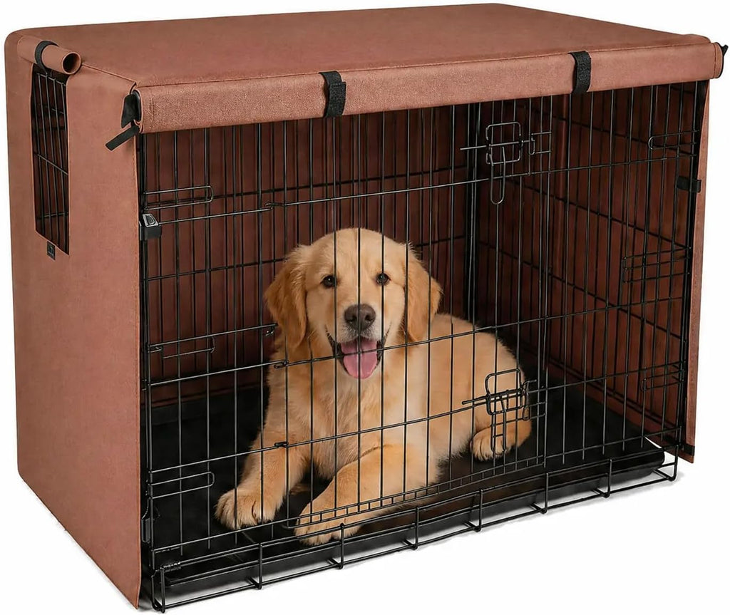 Pawise Dog Crate Cover,Heavy Duty Polyester Dog Kennel Cover for Wire Crates,Windproof & Waterproof Sunshade with Double Door & Roll-Up Windows, Machine Washable,Indoor & Outdoor Use (Grey 42 Inch) - Image 11