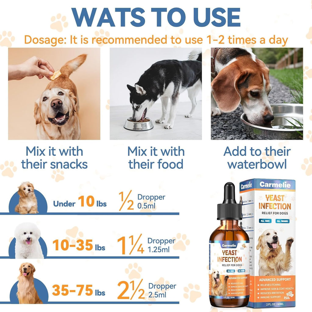 Fast absorbing allergy and ear discomfort care liquid for dogs