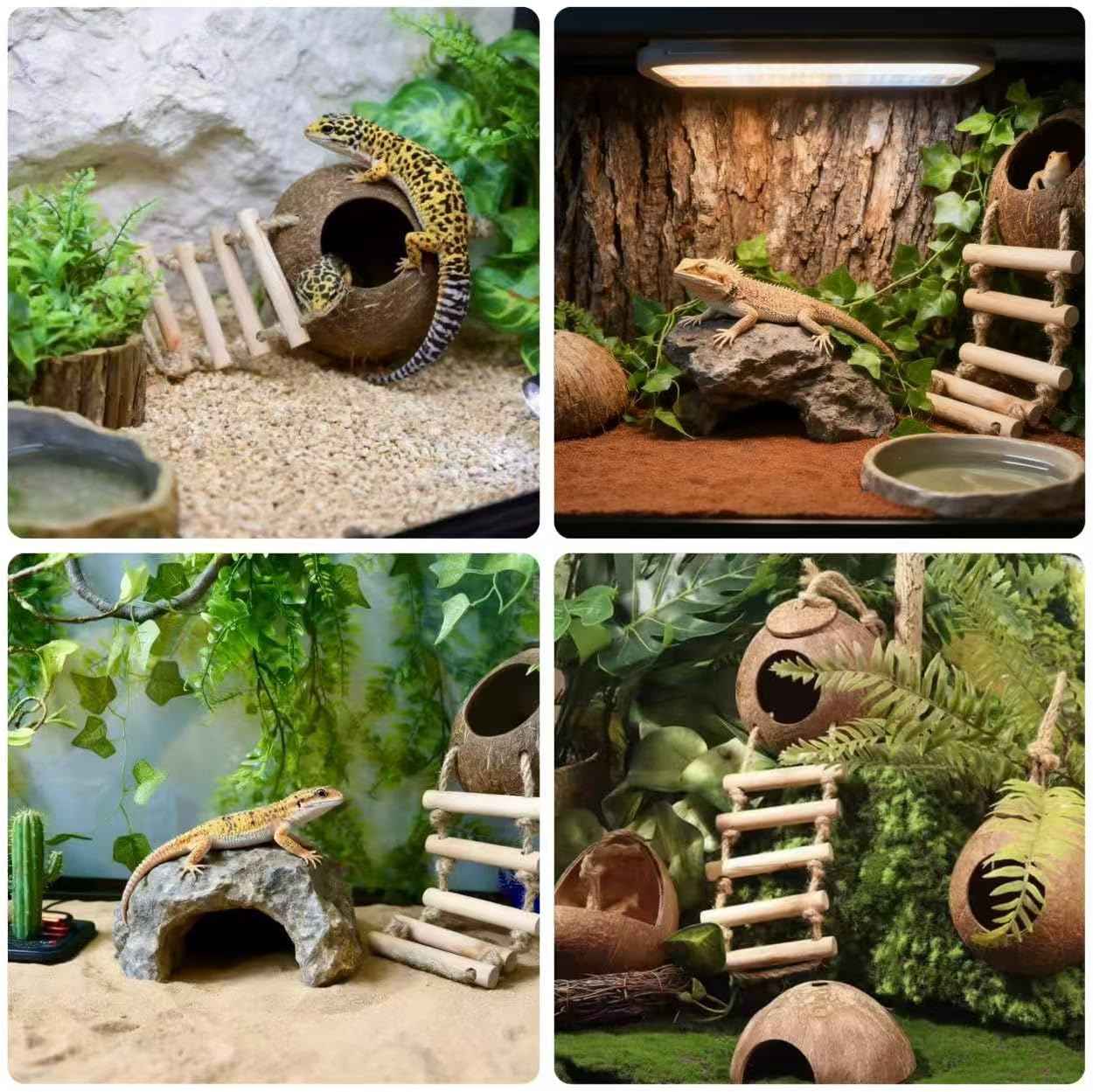Artificial greenery and plants for leopard gecko tank decor