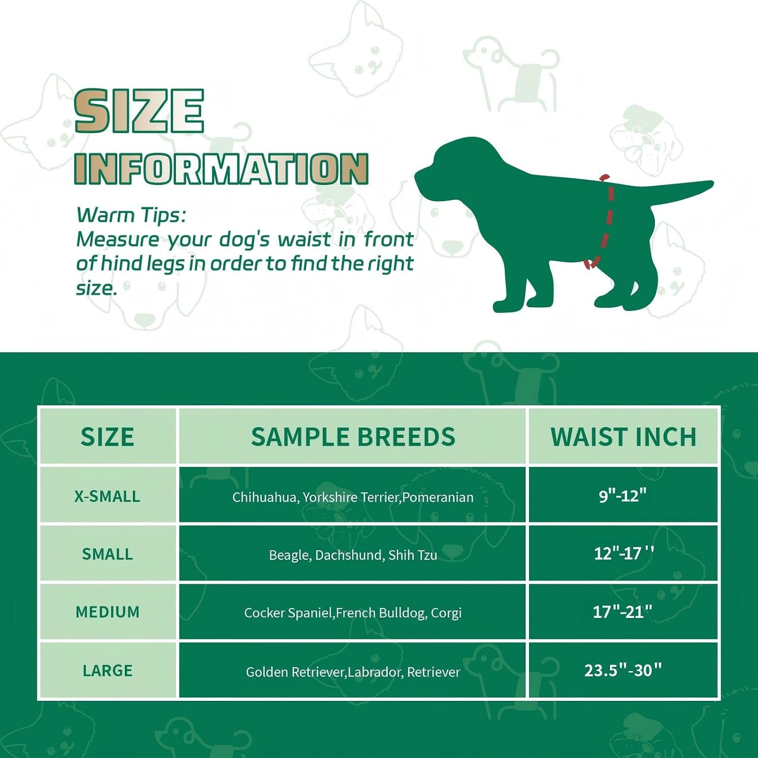 IMMCUTE male dog wraps with color changing wetness indicator feature