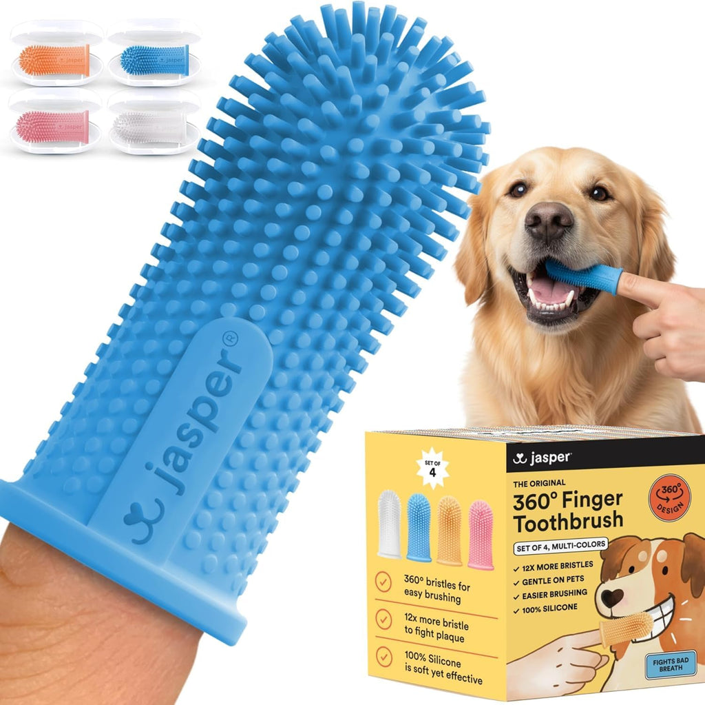 Jasper Dog Toothbrush, 360 Dog Tooth Brushing Kit, Finger Toothbrush, Cat Tooth Brush, Teeth Cleaning, Pet Tooth Brush for Small & Large Pets, Pet Toothpaste Not Included, 2-Pack Blue - Image 11