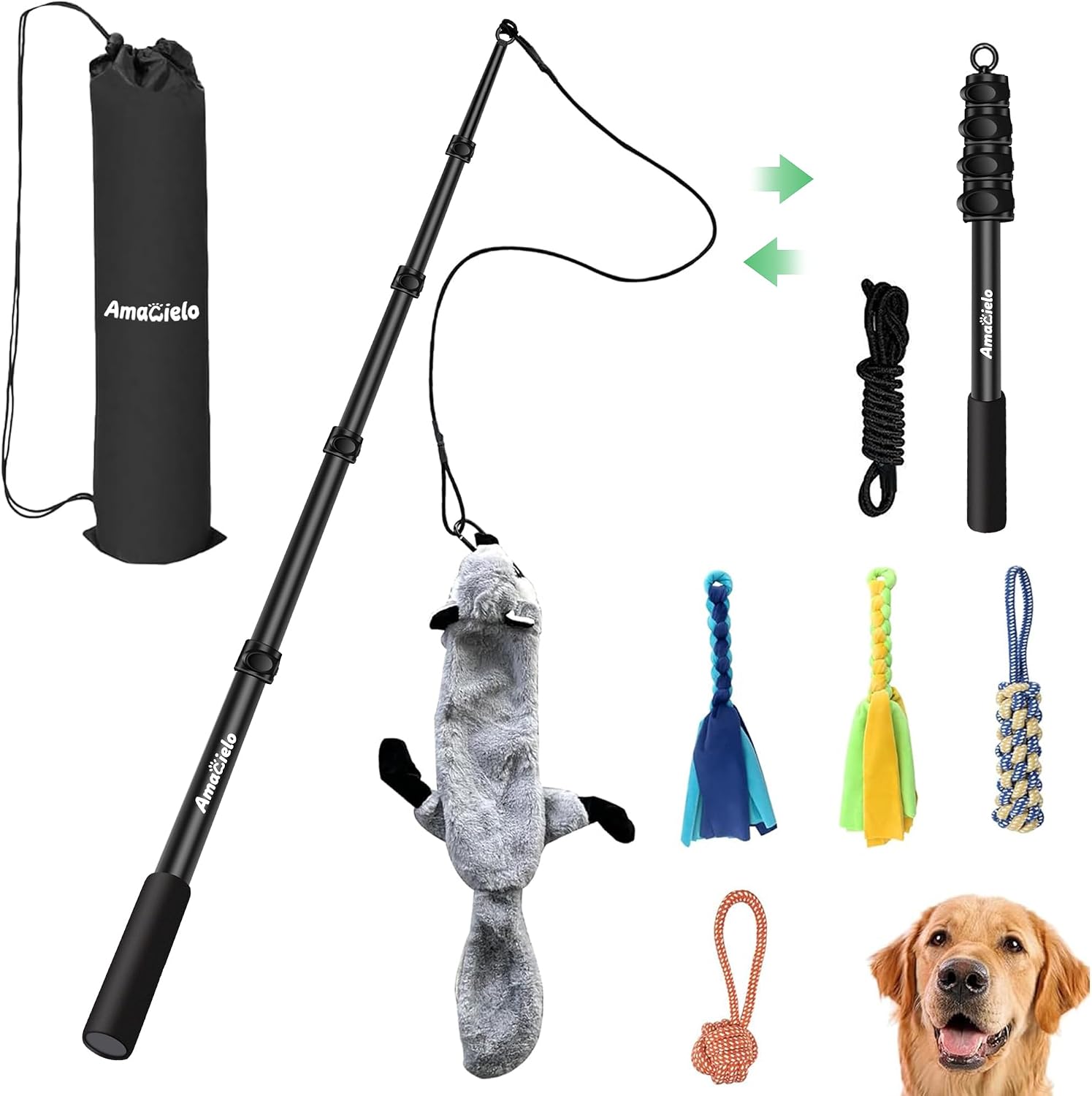 Flirt Pole for Dogs, Interactive Toys Tug-of-war for Pet, Durable Teaser Wand, Chase Toys with Rope Chewing Sticks, for Outdoor Exercise & Training - Image 12