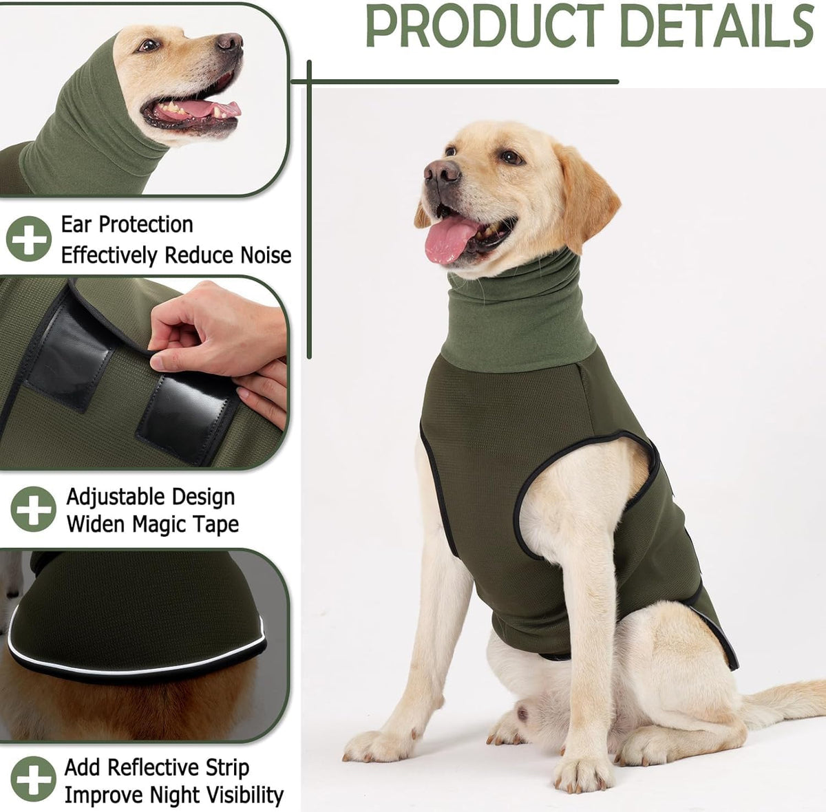 KOESON dog thunder jacket with ear cover army green small size