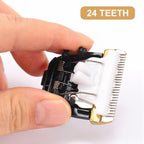 Durable animal hair trimmer replacement component showing twenty four sharp teeth