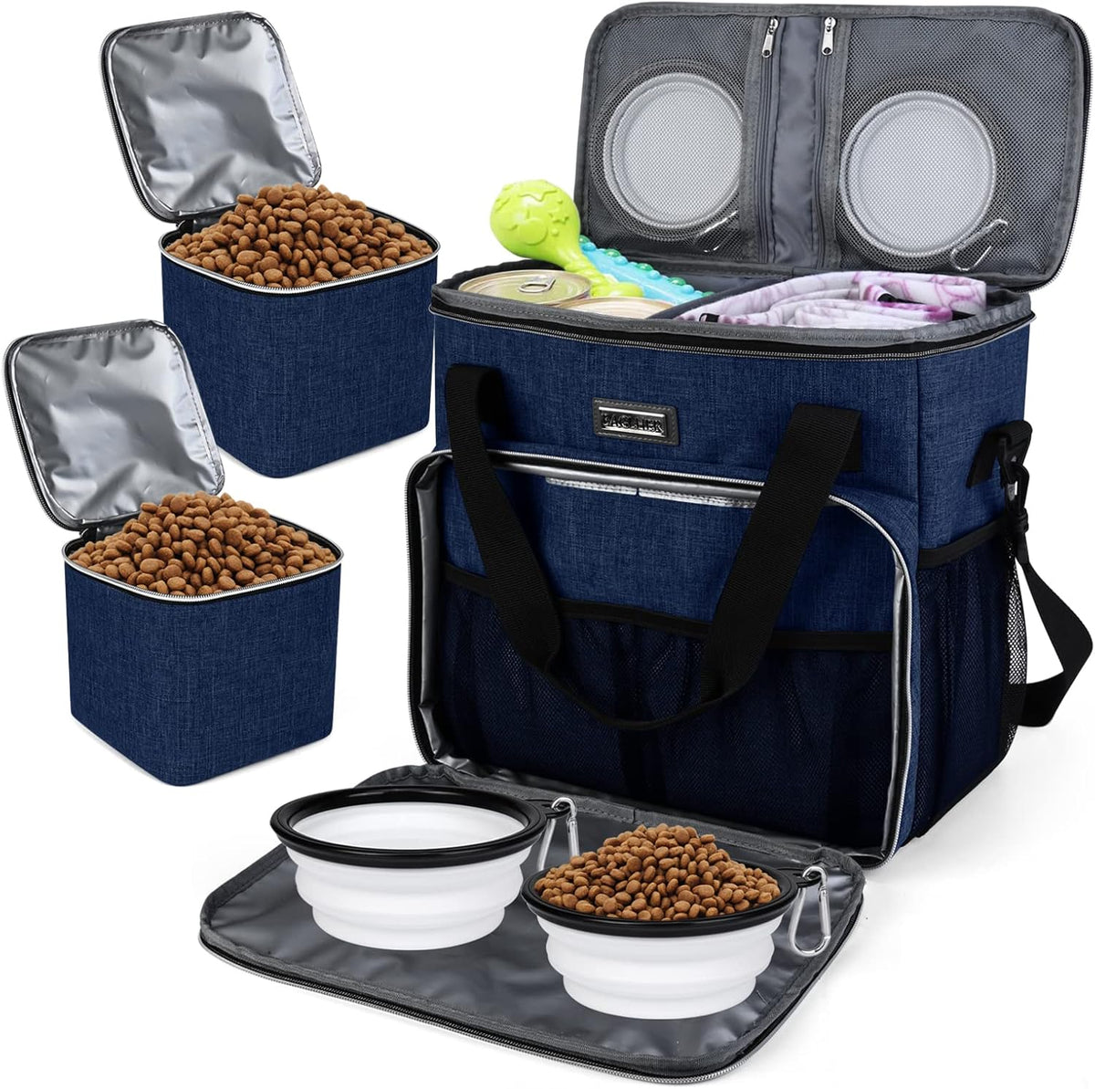 BAGLHER Dog Travel Bag, Pet Travel Bag (ALL Pet Travel Supplies), With 2 Pet Food Containers and 2 Collapsible Silicone Bowls; Essential Kits for Pet Travel Grey - Image 13