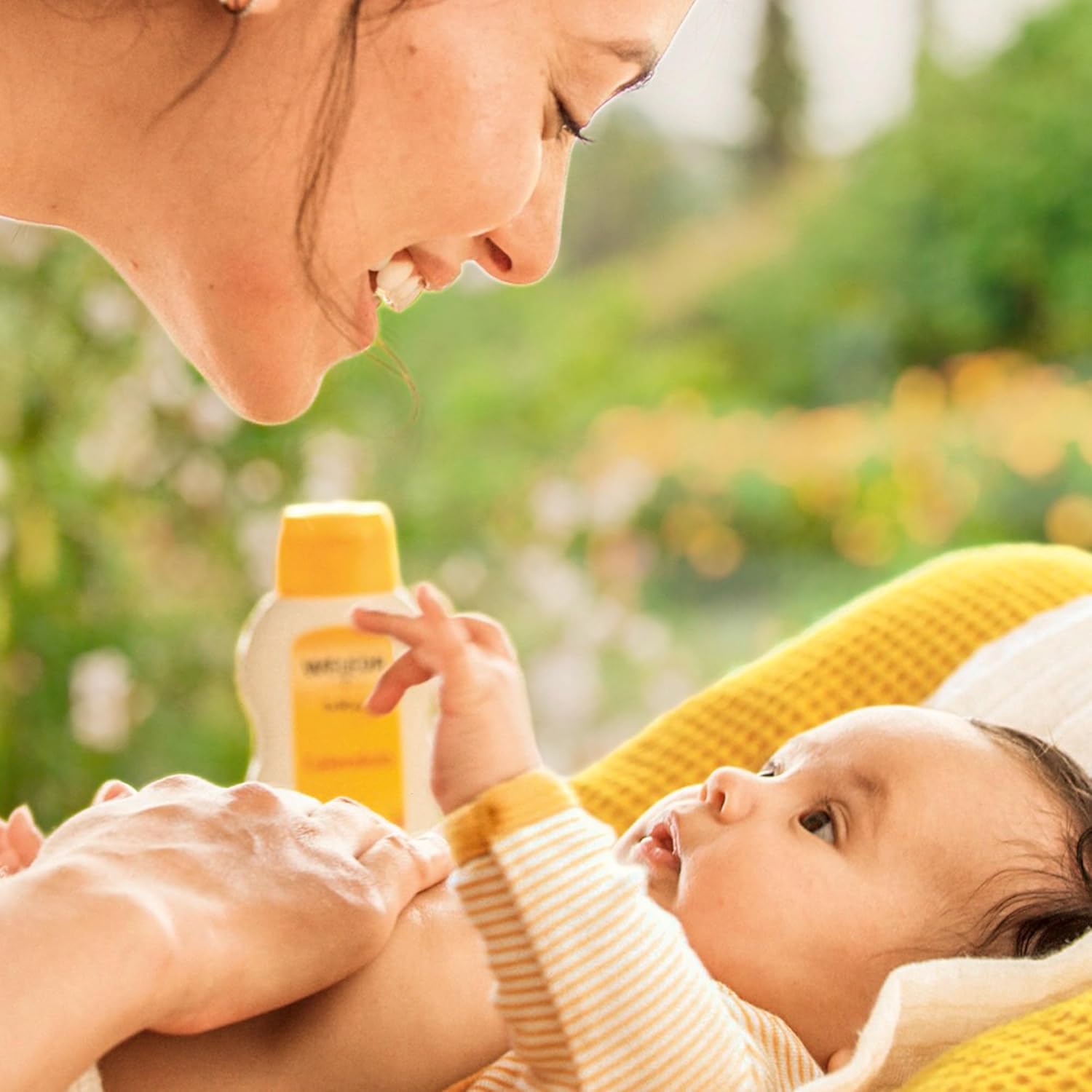 Weleda infant body lotion with sweet almond and sesame oils.