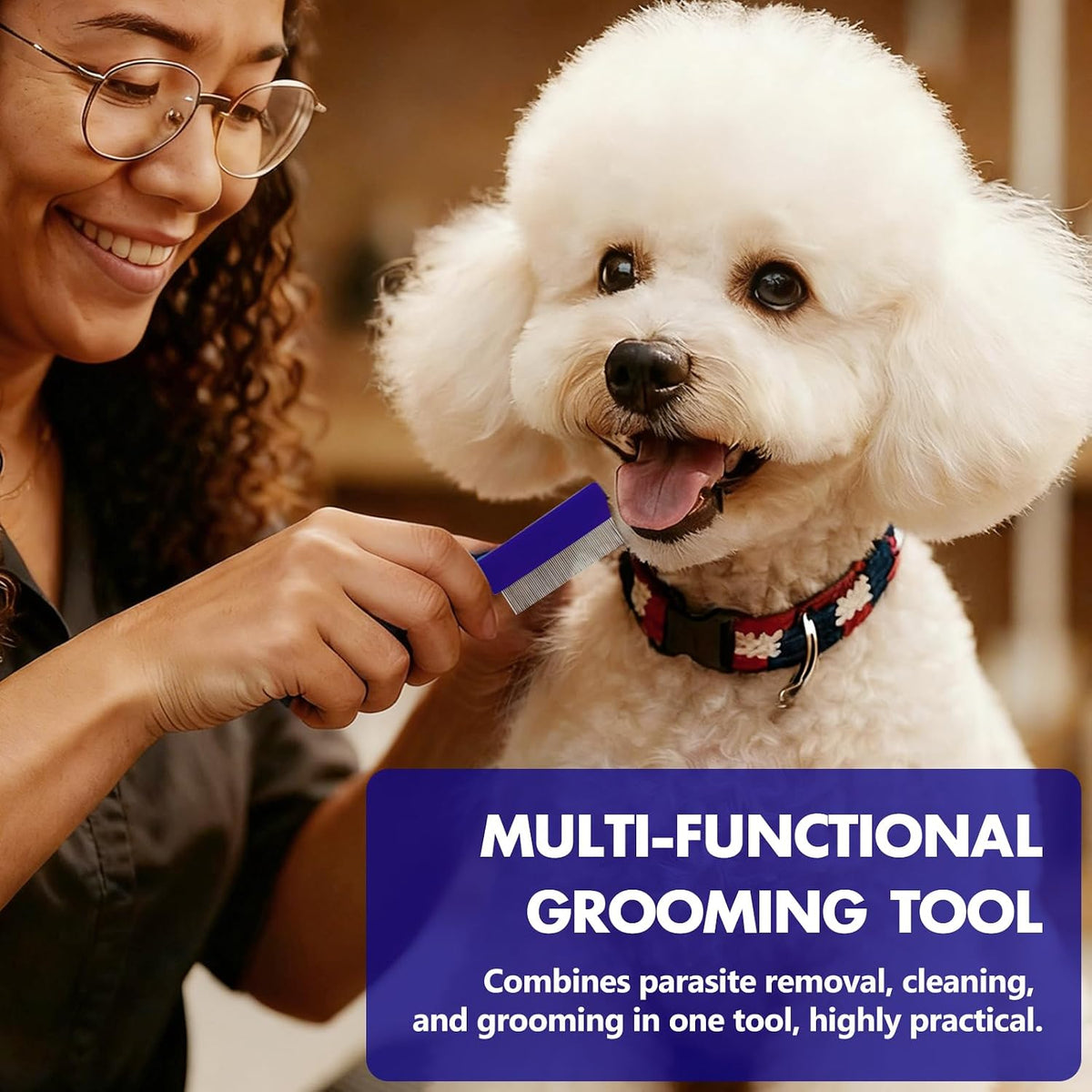 Using flea comb for tick removal on pets