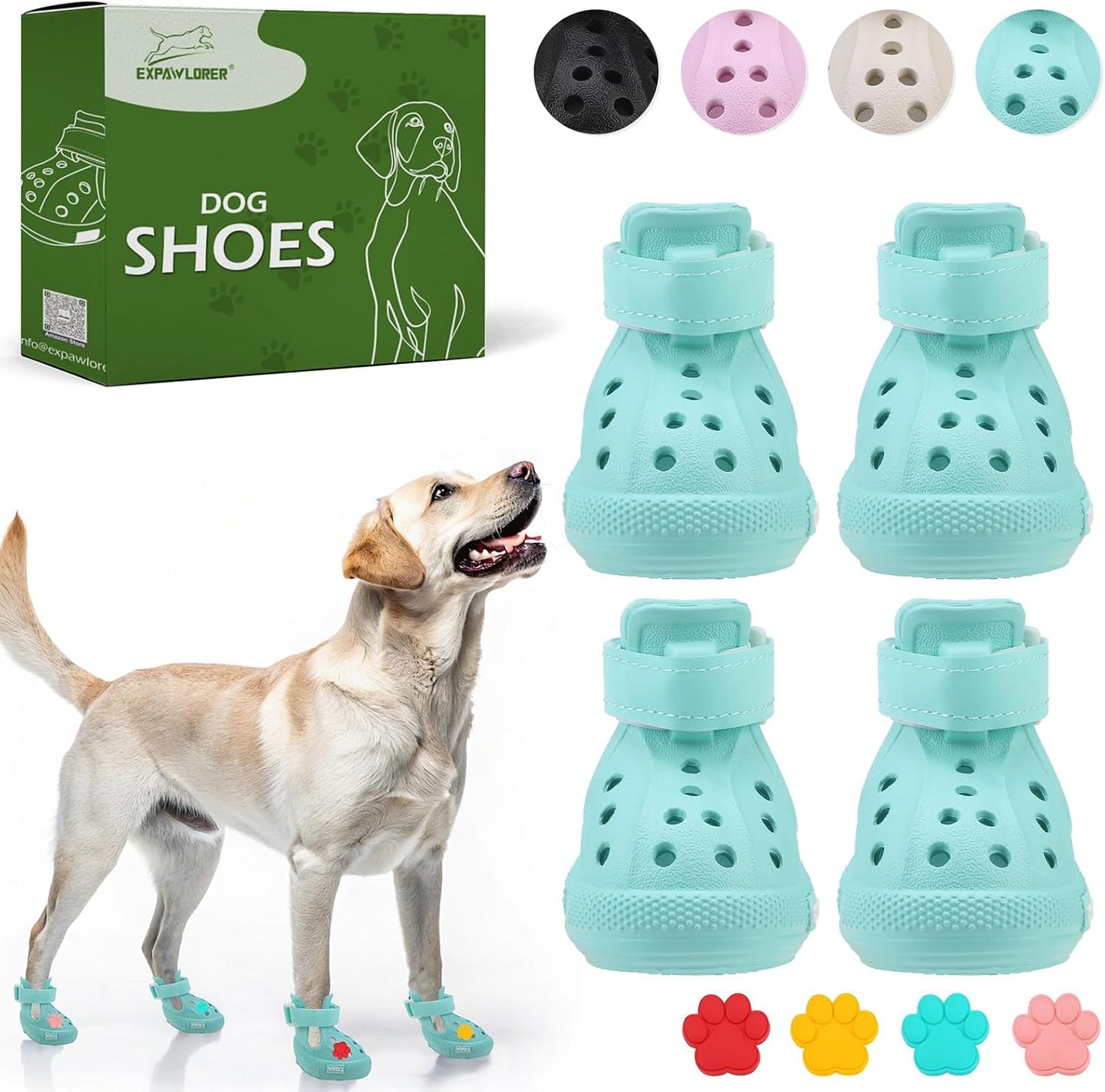 EVA Dog Shoes- Non-Slip Waterproof Dog Booties for Hot Pavement Summer, Easy ON & Off Reflective Adjustable Pet Boots & Paw Protectors, Rugged Sole for Small Medium Large Dog Outdoor Walking (Beige,M) - Image 11