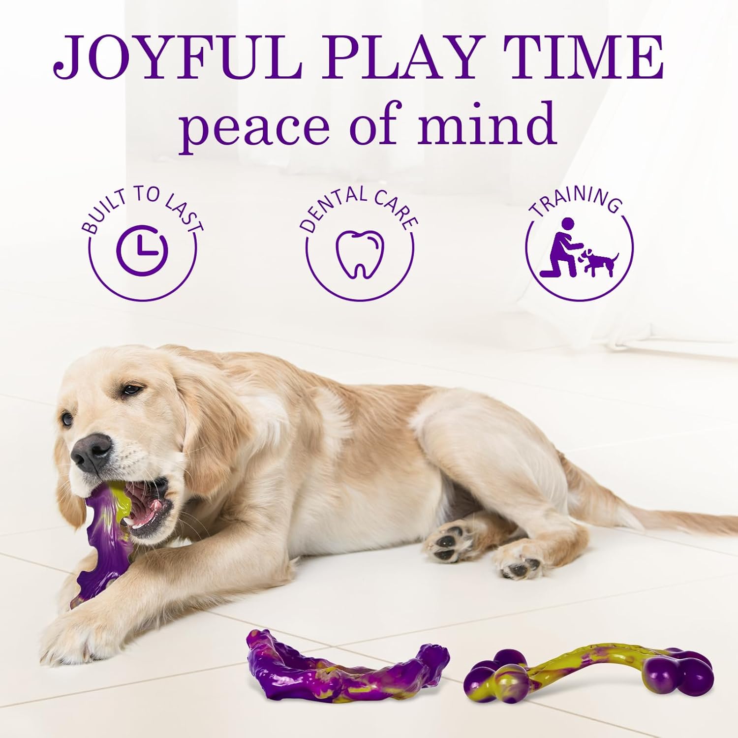 Aggressive chewer dog toys in 3 pack packaging