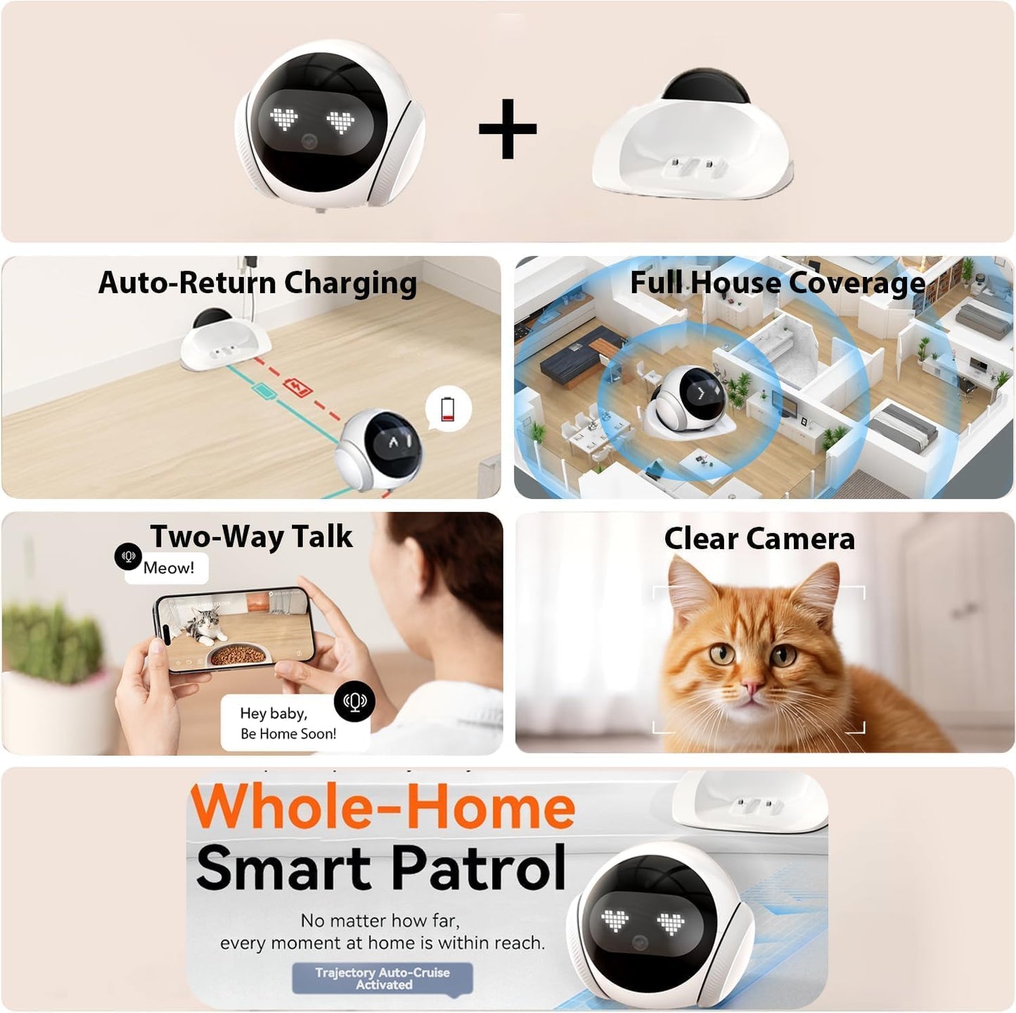 Belcore movable security camera roaming on floor