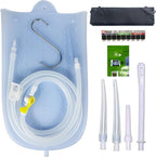 GNEGKLEAN Silicone Enema Bag Kit front view showing translucent 2-quart bag and accessories.
