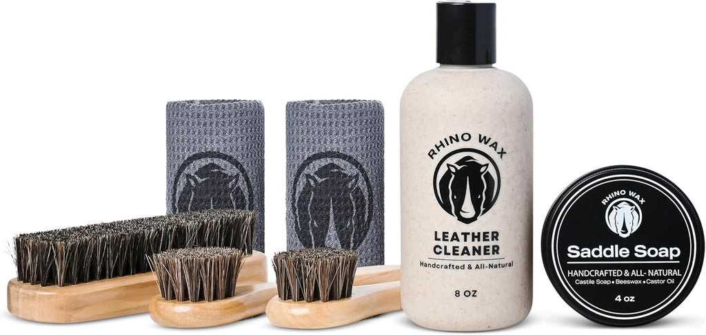 Rhino Wax Saddle Cleaning Kit front view premium leather tack care set