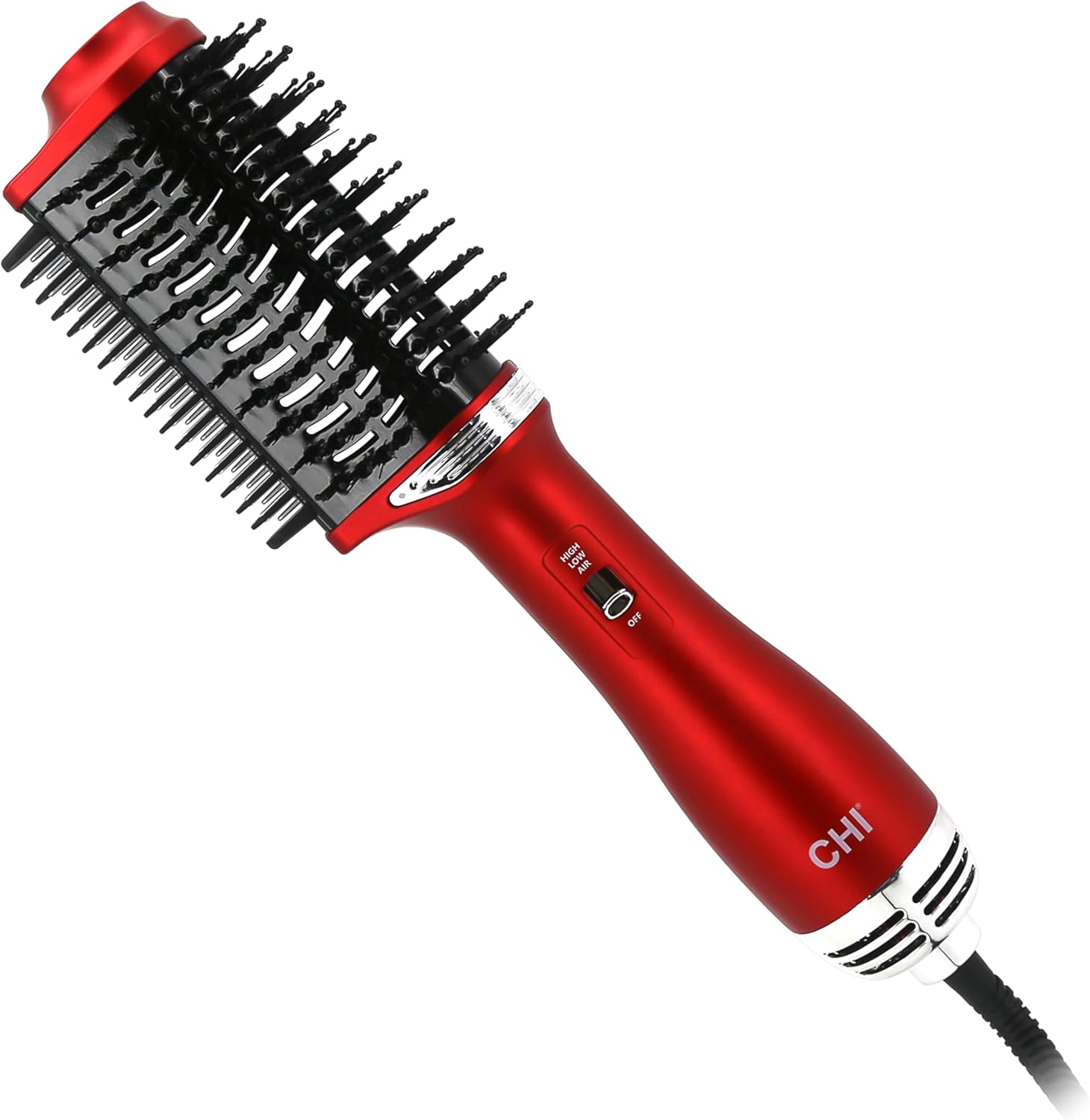 CHI Volume Styler blowout brush and heated comb in vibrant red front view