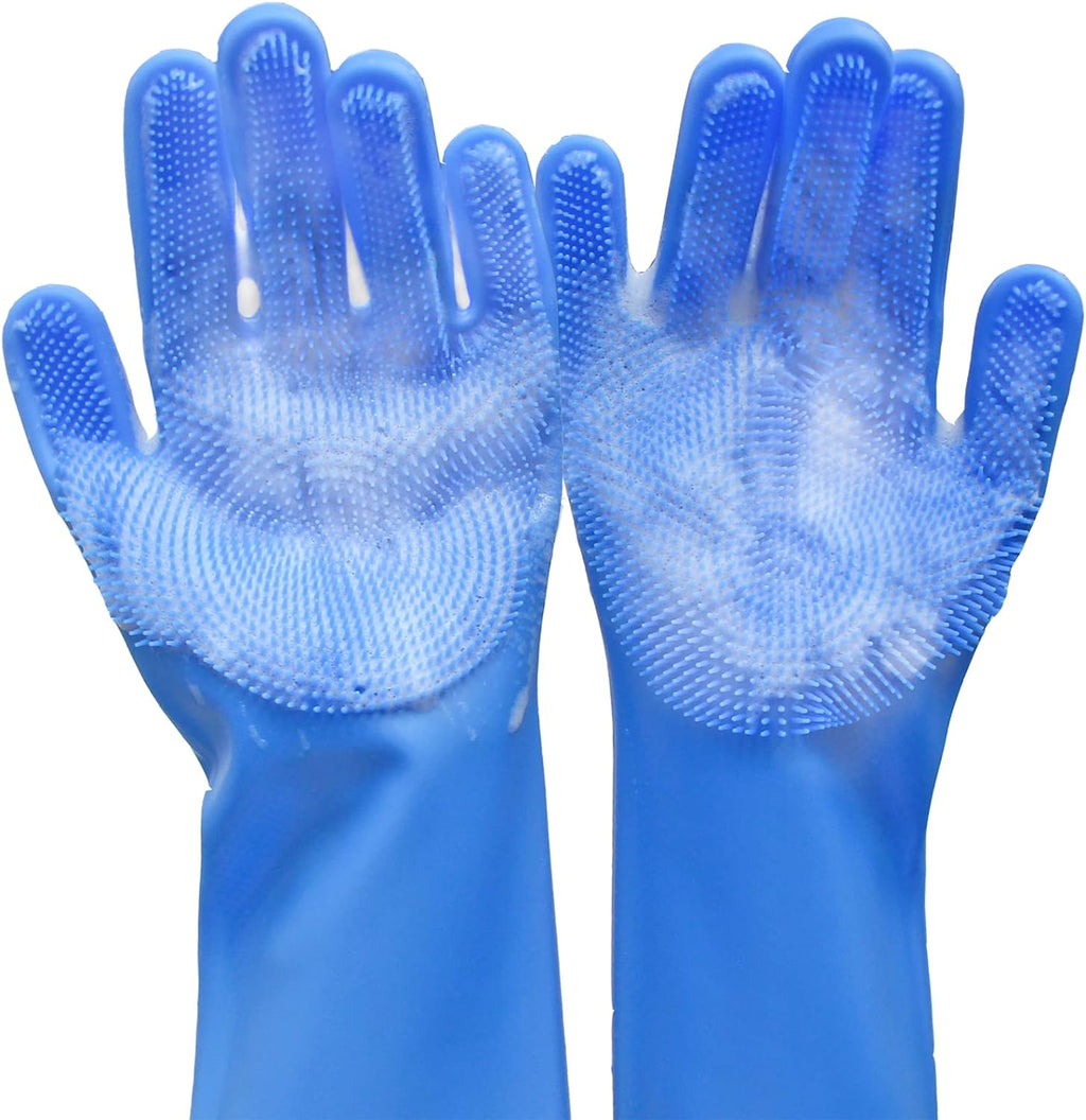 Yintoper pet grooming gloves showing front side with silicone teeth