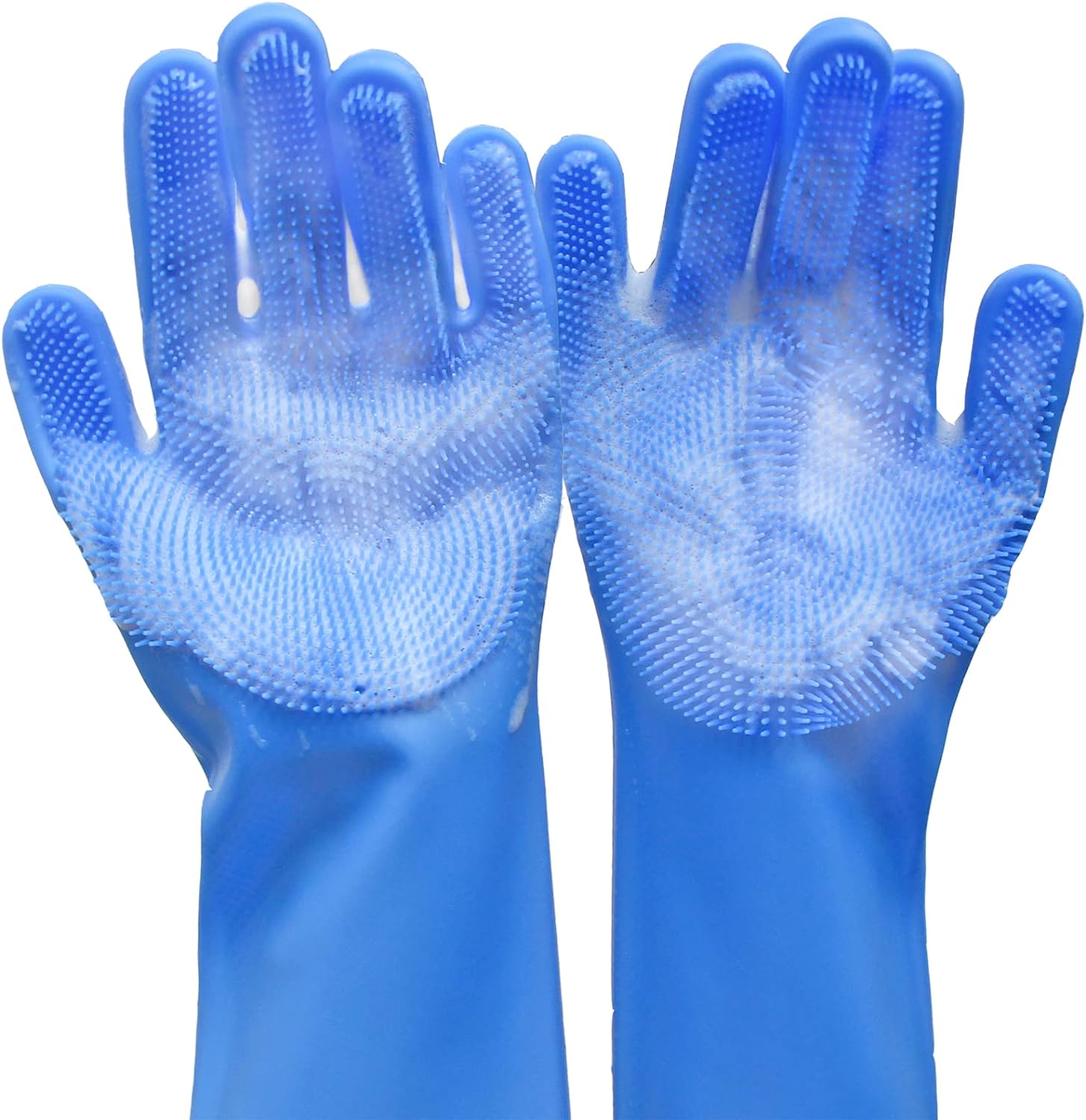 Yintoper pet grooming gloves showing front side with silicone teeth