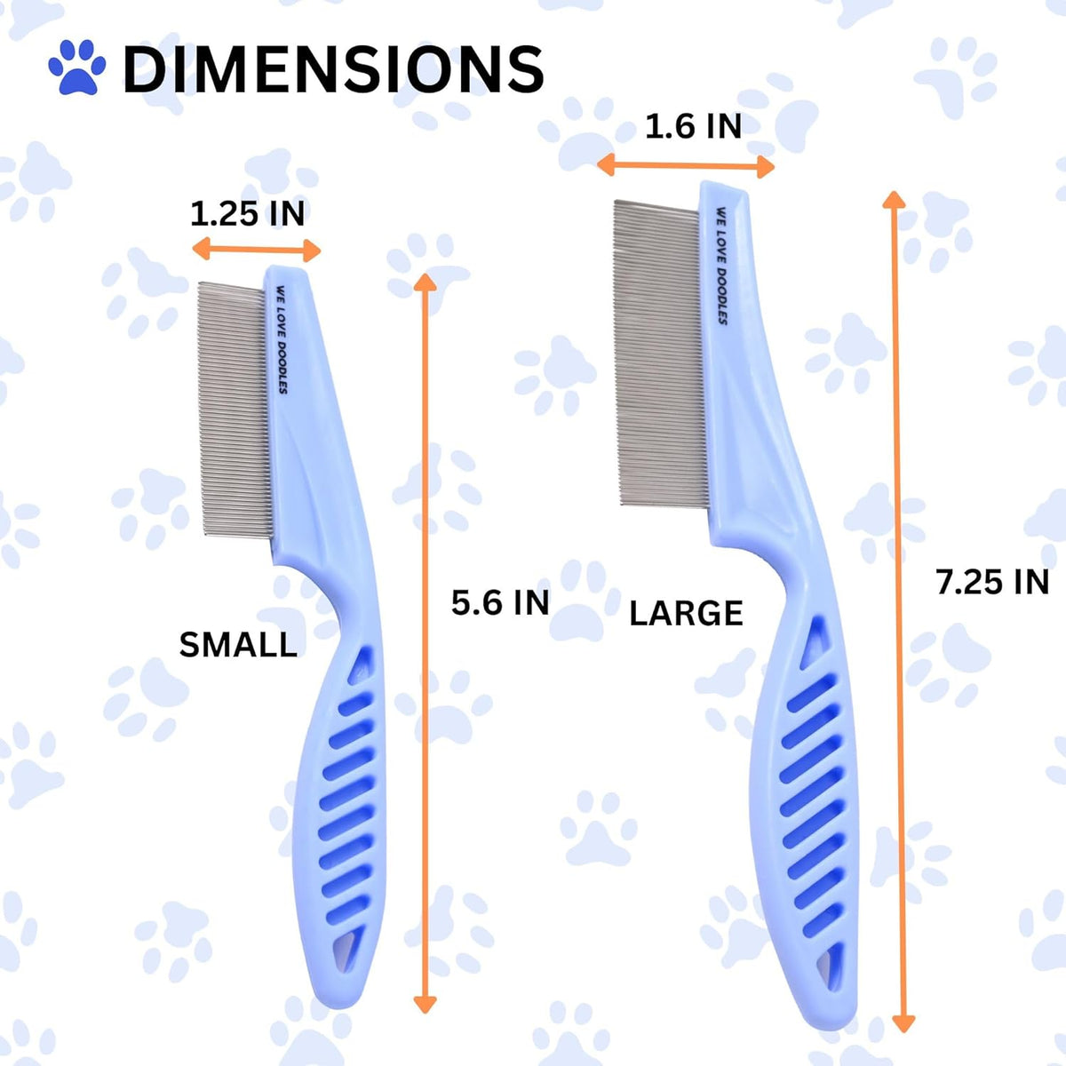 Large pet grooming comb alongside the small facial comb to showcase the complete two-piece product set.