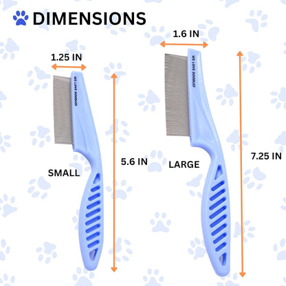 Large pet grooming comb alongside the small facial comb to showcase the complete two-piece product set.