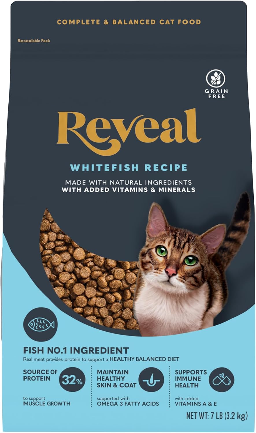 Reveal Chicken Recipe Adult Dry Cat Food 7 lb Bag, Protein, Grain Free, Complete & Balanced with Added Vitamins & Minerals, Cat Food, No Artificial Additives (7 Pound Bag) - Image 9