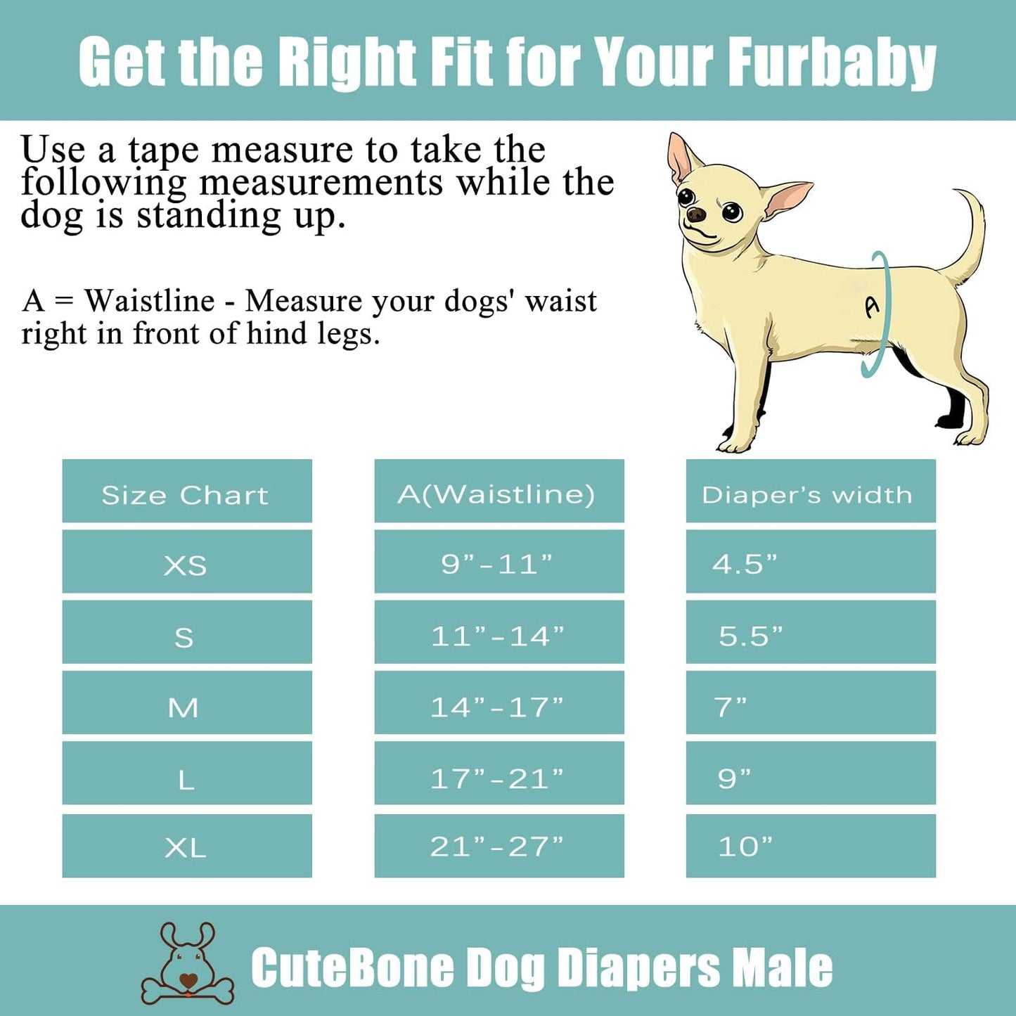 Absorbent male dog wraps for pet incontinence in bright blue patterns