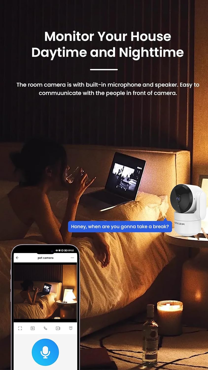 Night vision display on Amorom indoor security camera
