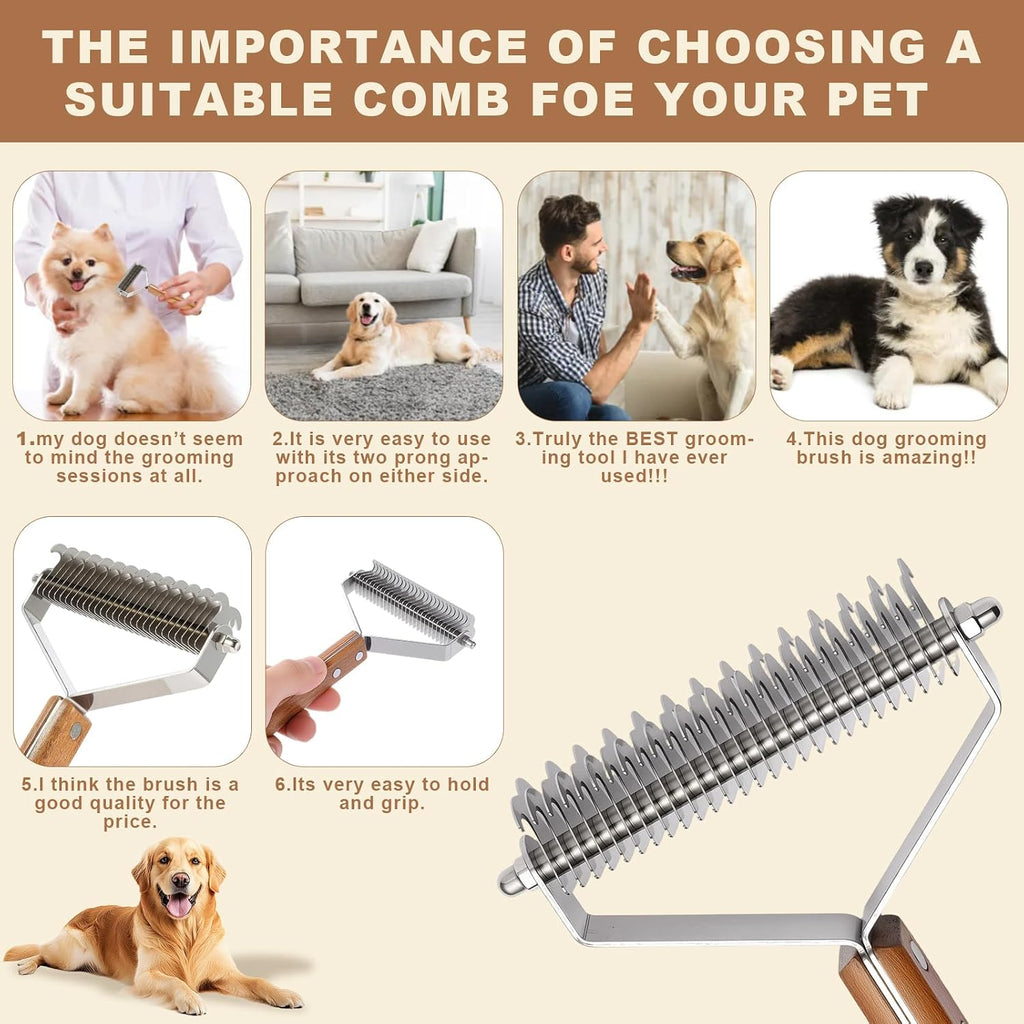 MZLDCHP dual head dematting comb separating loose undercoat fur easily.