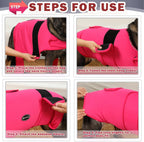 Side profile of a dog wearing a pink Meifsou anxiety vest