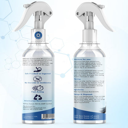 Noveha pet wound care spray bottle packaging information