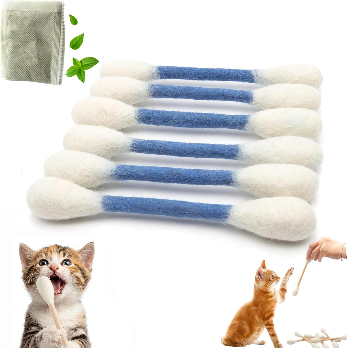 6 Pack Giant Cotton Swab Catnip Toys,Cat Q Tip Toy,Felt Interactive Kicker Chew Toys for Kittens & Indoor Cats, Soft Teething Toy with Organic Catnip, Eases Anxiety & Boredom, Cat Lover Gift (Orange) - Image 12